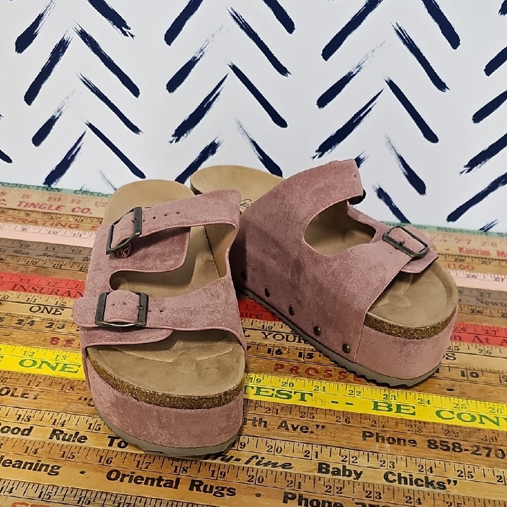 Corkys Platform Suede Pink Sandals